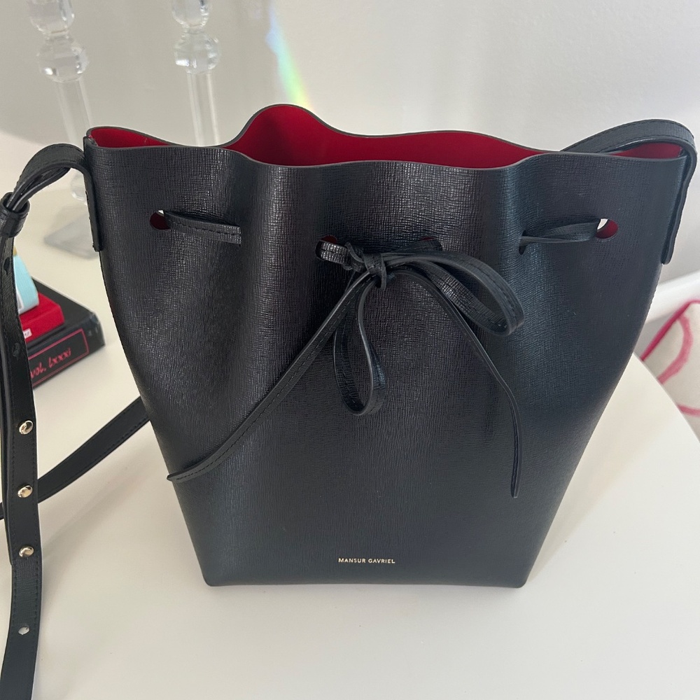 Mansur Gavriel  Mini Leather Bucket Bag Black